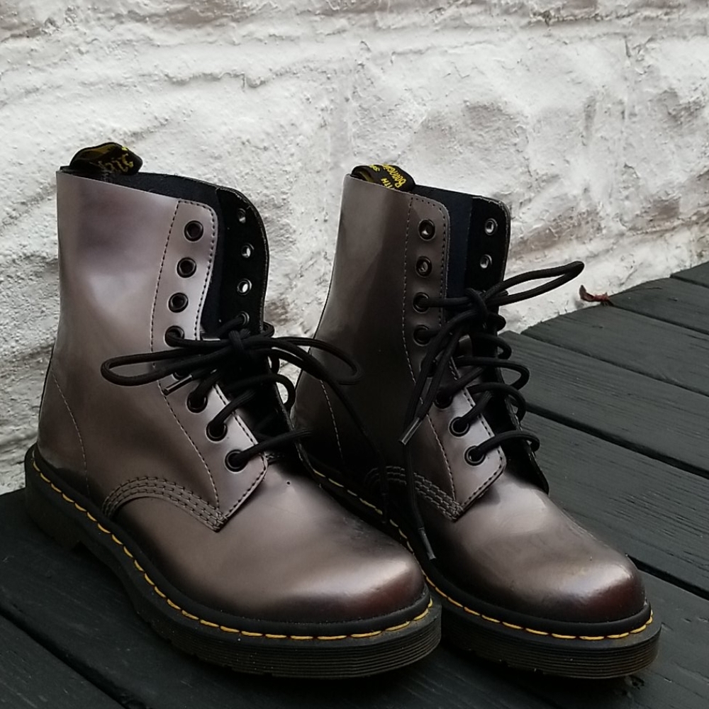 Dr Martens Pewter Metallic Combat boots